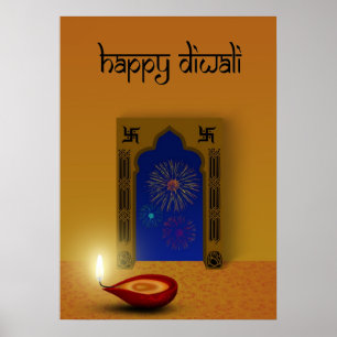 Festive Happy Diwali Fireworks - Poster afdrukken