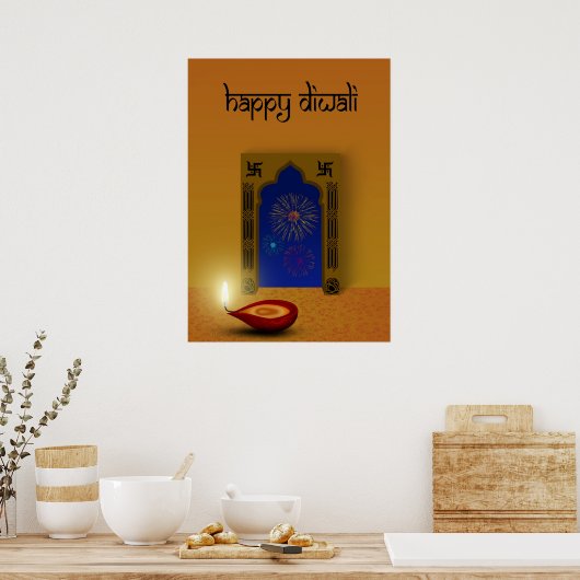 Festive Happy Diwali Fireworks - Poster afdrukken (Keuken)