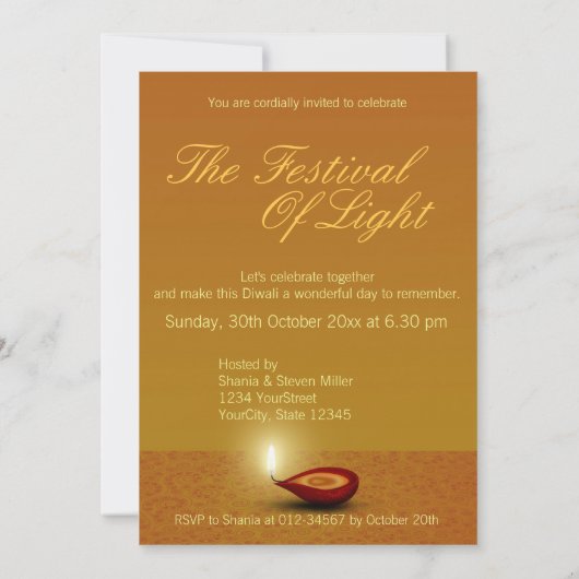 Festive Happy Diwali Fireworks - Uitnodiging (Achterkant)