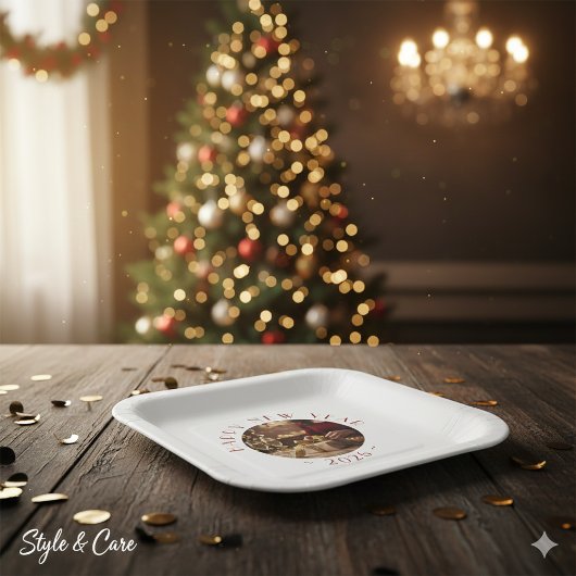 Festive Happy New Year Custom Photo Text Party Papieren Bordje