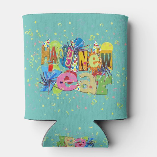 Festive Happy Nieuwjaar Blikjeskoeler (Achterkant)