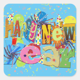 Festive Happy Nieuwjaar Vierkante Sticker