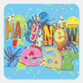 Festive Happy Nieuwjaar Vierkante Sticker (Voorkant)