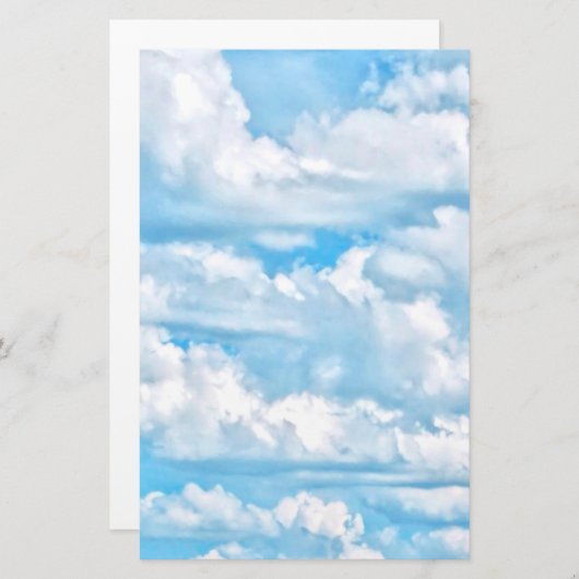 Festive Happy Sunny Clouds Achtergrond Briefpapier (Voorkant / Achterkant)