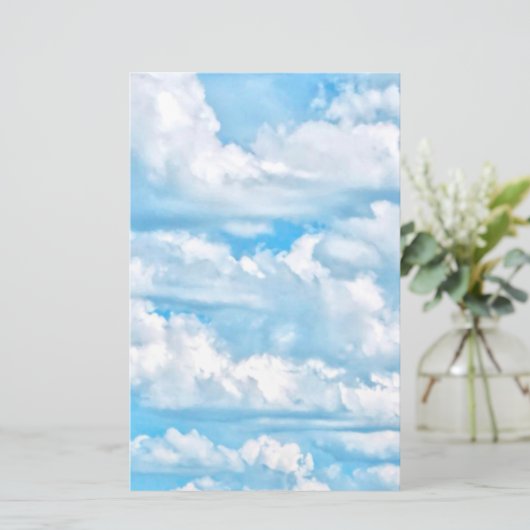 Festive Happy Sunny Clouds Achtergrond Briefpapier (Staand voorkant)