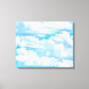 Festive Happy Sunny Clouds Achtergrond Canvas Afdruk