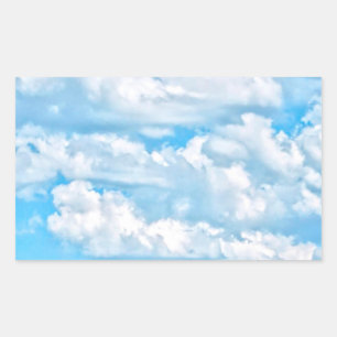 Festive Happy Sunny Clouds Achtergrond Rechthoekige Sticker