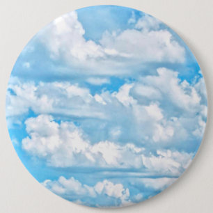 Festive Happy Sunny Clouds Achtergrond Ronde Button 6,0 Cm