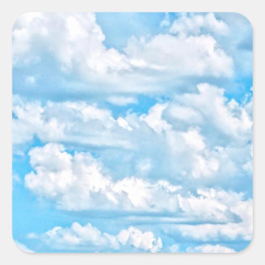 Festive Happy Sunny Clouds Achtergrond Vierkante Sticker (Voorkant)