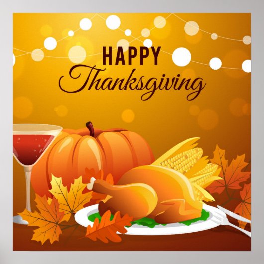 Festive Happy Thanksgiving Poster (Voorkant)