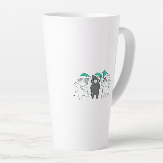 festive hats, Christmas lights Latte Mok (Rechterhoek)