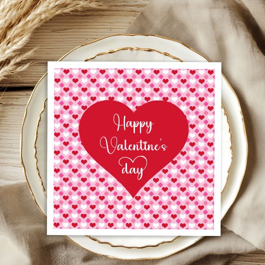 Festive Hearts Happy Valentine’s Day Napkins Servet