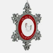 Festive Hen Derde dag kerstversiering Tin Sneeuwvlok Ornament (Links)