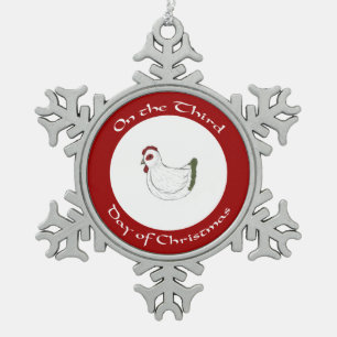 Festive Hen Derde dag kerstversiering Tin Sneeuwvlok Ornament