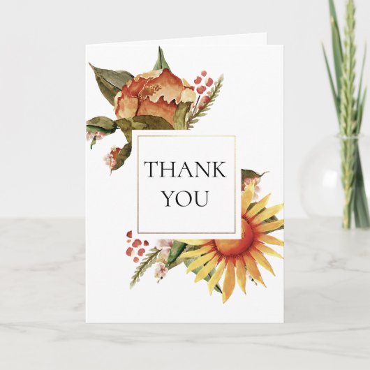 Festive Herfst Flower Hartelijk dank Bedankkaart (Voorkant)