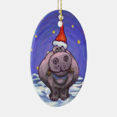Festive Hippo Holiday Keramisch Ornament (Rechts)
