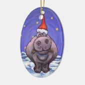Festive Hippo Holiday Keramisch Ornament (Links)