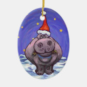 Festive Hippo Holiday Keramisch Ornament (Voorkant)