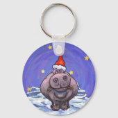 Festive Hippo Holiday Sleutelhanger (Voorkant)