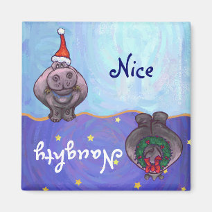 Festive Hippo Naughy Nice Dishwasmachine Magnets Magneet