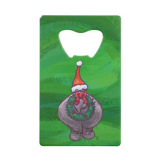 Festive Hippo on Green Creditkaart Flessenopener (Achterkant)