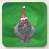 Festive Hippo on Green Drankjes Onderzetter (Voorkant)