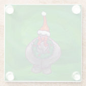 Festive Hippo on Green Glazen Onderzetter (Achterkant)