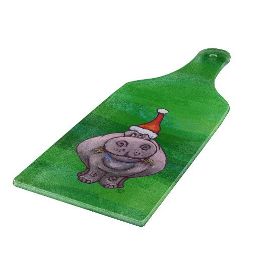 Festive Hippo on Green Snijplank (Hoek)