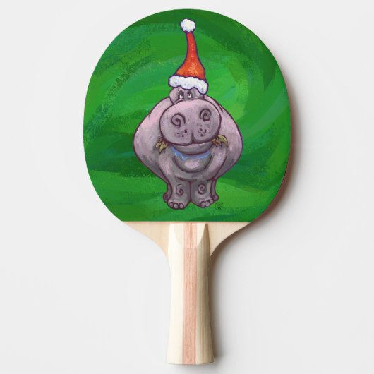 Festive Hippo on Green Tafeltennisbatje (Voorkant)