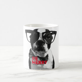 Festive Hipster Boston Terrier Mok! Koffiemok
