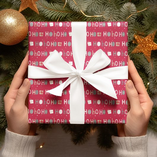 Festive Ho Ho Ho Chic Kerstmis Cadeaupapier