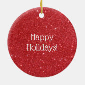 Festive Ho Ho Ho op rode glitterachtergrond Keramisch Ornament (Achterkant)