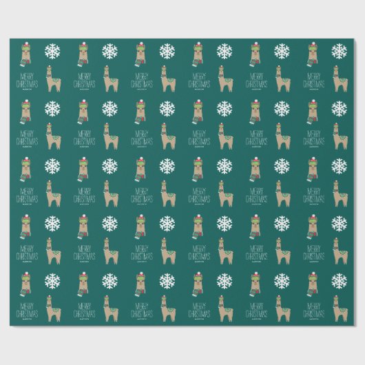 Festive Holiday Alpaca Aangepast kerstfeest Cadeaupapier (Vlak)