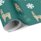 Festive Holiday Alpaca Aangepast kerstfeest Cadeaupapier (Rol Hoek)