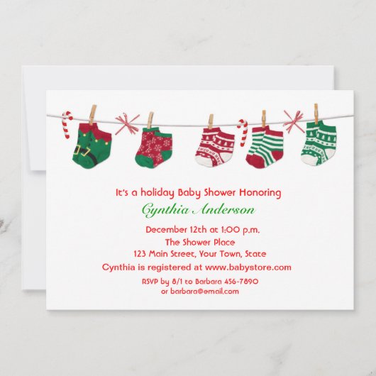 Festive Holiday Baby shower Kaart (Voorkant)