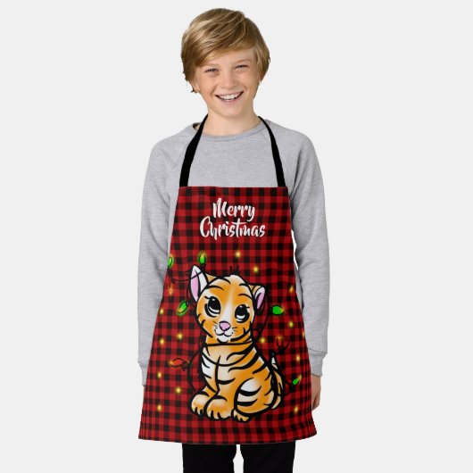 Festive Holiday-baby tijger, licht, rood gelaat Ap Schort (Gedragen)