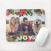 Festive Holiday Botanical Joy Type kerstfoto Muismat (Met muis)