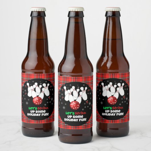 Festive Holiday Bowling  Bier Etiket (Flessen)