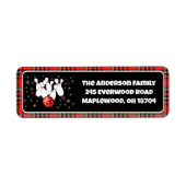 Festive Holiday Bowling Return Address Etiket (Voorkant)