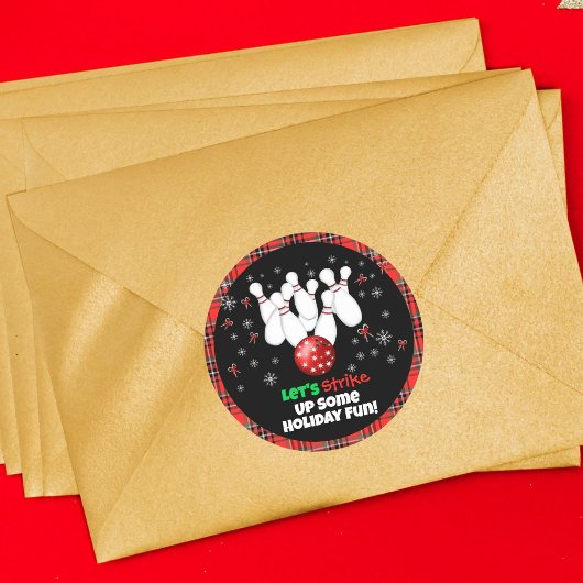 Festive Holiday Bowling  Ronde Sticker