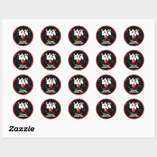 Festive Holiday Bowling  Ronde Sticker (Vel)