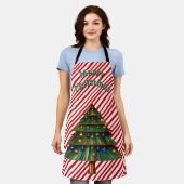 Festive Holiday Candy Cane Merry Christmas Tree Schort (Gedragen)