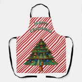 Festive Holiday Candy Cane Merry Christmas Tree Schort (Voorkant)