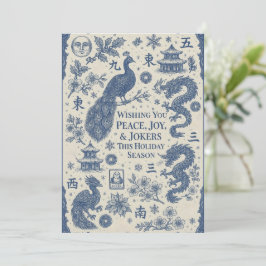 Festive Holiday Card - Mahjong Toile Feestdagenkaart