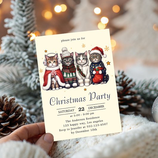  Festive Holiday Cat | Cute Christmas Cats Party   Kaart