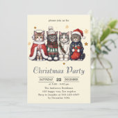  Festive Holiday Cat | Cute Christmas Cats Party   Kaart (Staand voorkant)