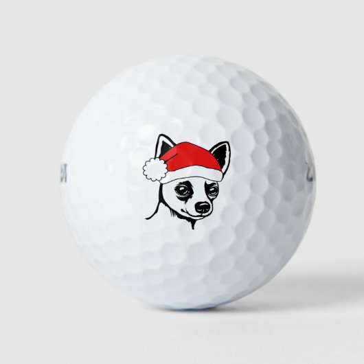 Festive Holiday Chihuahua Santa Hat Golfballen (Voorkant)
