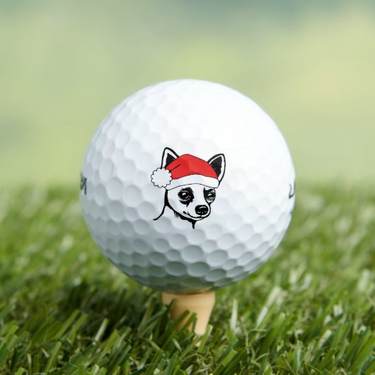 Festive Holiday Chihuahua Santa Hat Golfballen (Insitu Shirt)