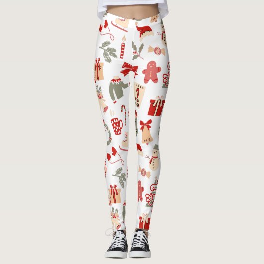 Festive Holiday Christmas Pants for Women Leggings (Voorkant)
