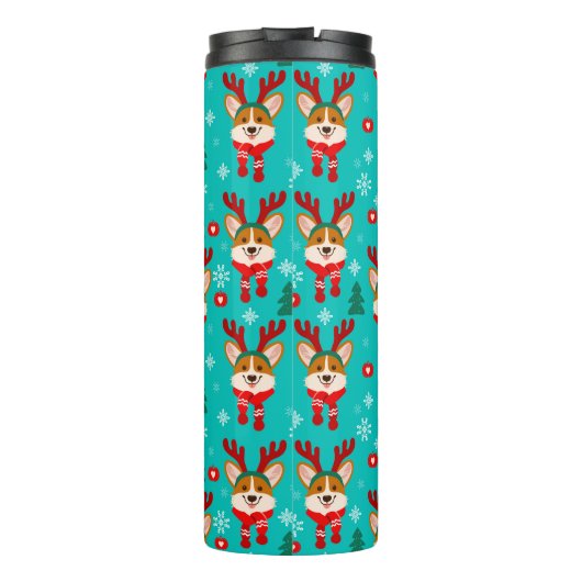 Festive Holiday Corgi Dog Thermosbeker (Achterkant)